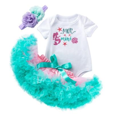 China New Summer Breathable Wholesale Tutu Babies Dress Romper Little Mermaid Baby Birthday Clothes Boutique Sets for sale