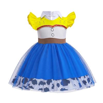 China Wholesale Custom Made Breathable Eco-friendly Washable Princess Costume Kids Girls Cartoon Print Summer Skirt Girls Princess Dresses for sale