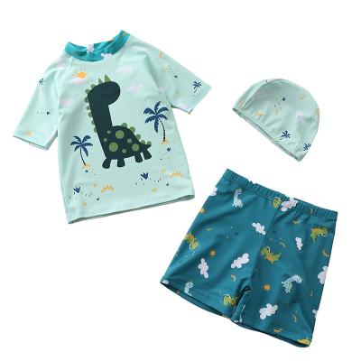 China QUICK DRY Custom Made Little Boys Swimwear Toddler Bathing Cute Kids Cartoon Print Two Piece Swimsuit for sale