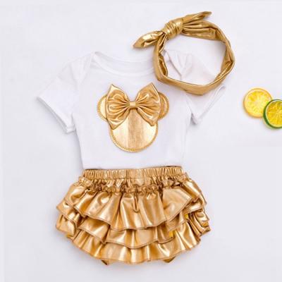 China Soft Newborn Baby Clothes Casual Short Infant Dress Romper Short T-shirt With Skirt For Baby Clothes Set for sale