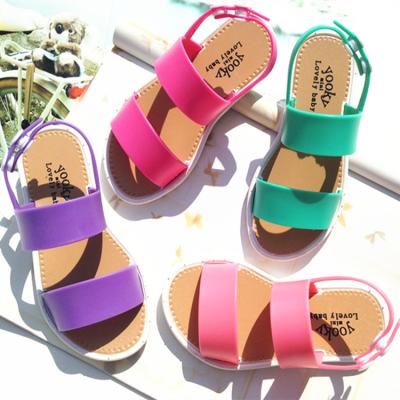 China Fashion Summer Boys And Girls Sandals High Quality Anti-Slippery Shoes For Kids Open Toe PVC One Piece Shoes Shape Flower Flat Sandals for sale