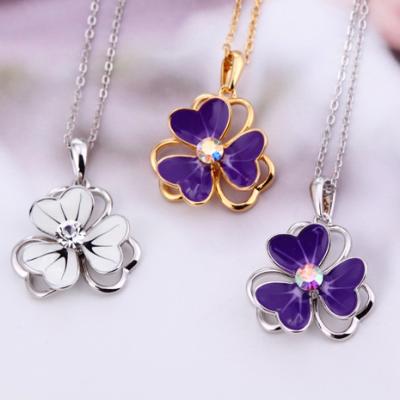 China Ref No.: 105050 Violet necklace with flower jewellery for women open hearts collection jewelry for sale