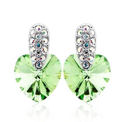 China 440804 Elegant heart Peridot Earrings-gemstone wholesale jewelry-february birthstone jewellery for european jewellers for sale