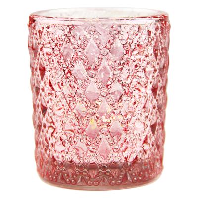 China Nordic Home Decoration Candlestick Rose Candlestick Glass Pressed Aromatherapy Glass Candlestick for sale