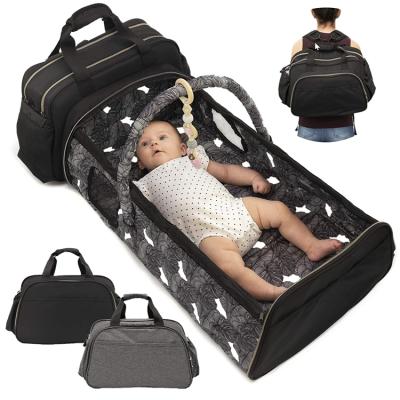 China 100% Mommy and Me Eco-Friendly Foldable Mummy Baby Bag Crib Diaper Backpack Mummy Baby Travel Nappy Bags for sale