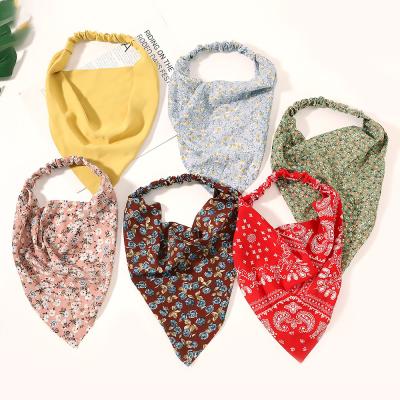 China Fashion Headband RARA Flower News Headband Handmade Polka Dot Turbans Headscarf Print Triangular Scarf Women Wholesale Women for sale