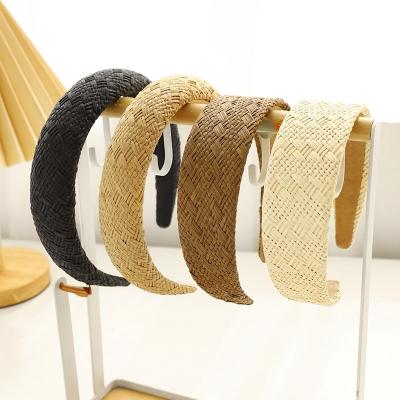 China Fashion Straw Headbands RARA Summer Style Handmade Raffia Woven Women Hair Accessories Straw Padded Headband New for sale