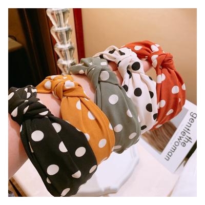 China RARA Fashion Women Hair Accessories Polka Dot Headband Cross Knotted Hairband for sale