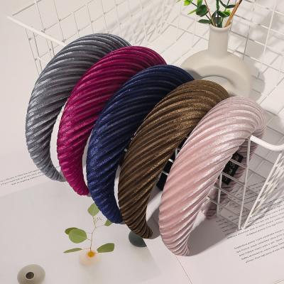 China Women Fashion To Cloth Headband RARA Hot Sale Fashion Women Hair Bands Hair Accessories Women Sponge Solid Color Wrinkle Wide Striped Headband for sale