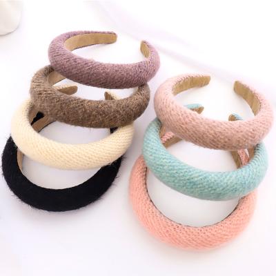 China Fashion Women's Headband RARA Winter Hair Accessories Solid Color Solid Color Wool Knitted Sponge Headband for sale