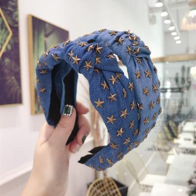 China Wholesale Korean new design fashion women's headband RARA design women's simple denim headband tied star hair bands for sale