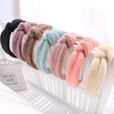 China Wholesale Hair Accessories Women's Headband RARA Fashion Solid Color Headband Simple Knitted Face Wash Hair Band for sale