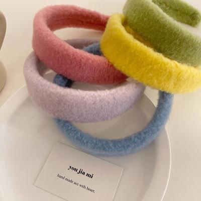 China Wholesale Korean Pure Color Fur Plush Winter Hair Accessories Women's Fashion RARA Fashion Wide Headband Wide Headband For Girls for sale