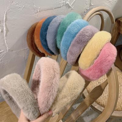 China Wholesale New RARA Fashion Women Hair Accessories Solid Deep Color Winter Headbands Warm Fur Hairy Headband For Women for sale