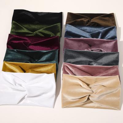 China RARA Elastic Hair Band Headband Fashion Retro Soft Velvet Cross Hairband Elastic Hair Band Wrap For Women for sale