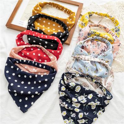 China Wholesale Triangle Hair Scarf DIY Fashion Women's RARA Floral Printing Elastic Headband Elastic Headband For Women Turban Headscarf for sale