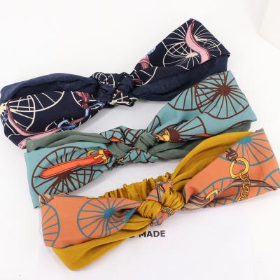 China New Fashion RARA Style Satin Cross Knot Wholesale Korean Ethnic Headband Wide Headband for sale