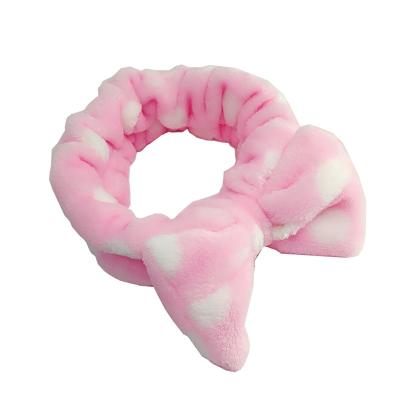 China Custom Headband RARA Women Makeup Bath Wash Face Headband Women Fashion Hair Accessories Wholesale Soft Coral Fleece Turban Bowknot Headwrap for sale