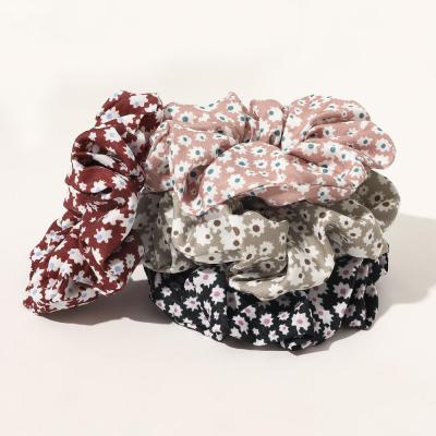 China Wholesale Hair Accessories Women Hair Scrunchies RARA Fashion Hair Bands Elastic Custom Elastic Flower Pattern Printed Hair Scrunchies for sale