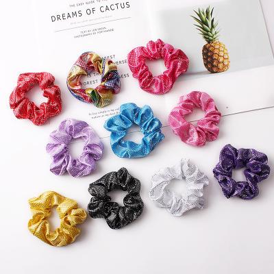 China Wholesale Women Ponytail Holder Glitter Rainbow Elastic Hair Scrunchies RARA Women Hair Scrunchies Custom Hair Accessories Tops for sale