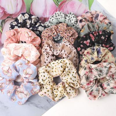 China Wholesale Women Hair Scrunchies RARA Women Assorted Elastic Hair Scrunchies Fabric Chiffon Print Hair Scrunchies Hair Scrunchies for sale