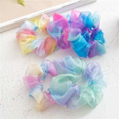 China Wholesale Women's Hair Scrunchies RARA Summer Fashion Hair Accessories Organza Tie Dye Scrunchies Elastic Hair Band for sale