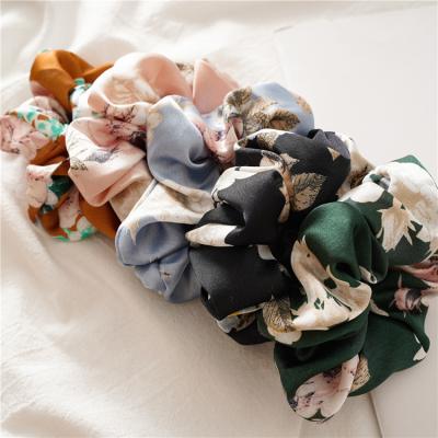 China RARA Girls Hair Scrunchies Wholesale Women Hair Accessories Elastic Hair Band Flower Printed Satin Scrunchies for sale