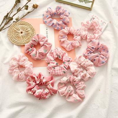 China Wholesale Summer Hair Band Pink Hair Scrunchies RARA Hair Scrunchies Girls Custom Hair Accessories Elastic Hair Scrunchies for sale