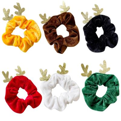 China New Fashion RARA Christmas Hair Ties Girls Cute Reindeer Hair Scrunchies Velvet Christmas Hair Rings for sale