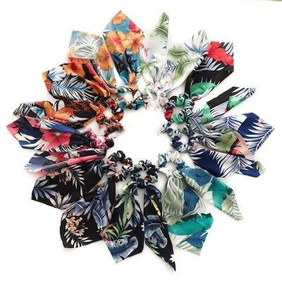 China RARA Women's Hair Scrunchies Wholesales Fashion Hair Accessories Women's Fabric Cheap Flower Scarf Hair Ties Scrunchies Long for sale