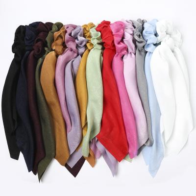 China Fashion RARA 15 Colors Available Wholesale Plain Cheap Color Silk Satin Hair Scarf Scrunchies Hair Ties for sale