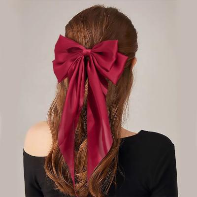 China RARA fabric new arrival Korean style hair accessories spring ribbon bow hairpin satin bow hair clips summer for women for sale