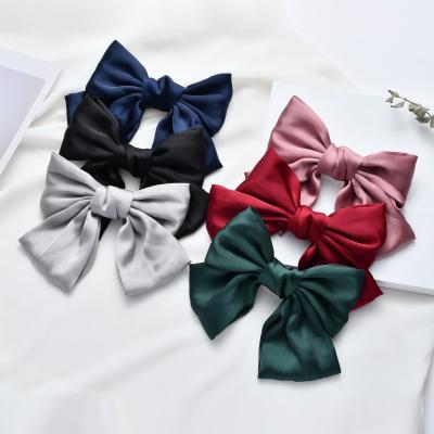 China RARA satin fashion hair accessories spring solid color fabric silk satin hair bow hairpin hair clip large for sale