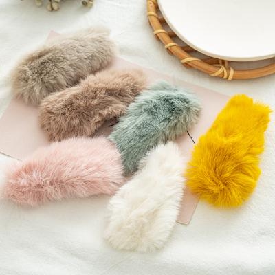 China Korean Cute Rabbit Fur Plush Hair Accessories Fashion Hairpin Hairpin Cloth RARA Style Side Hair Clip For Girls for sale