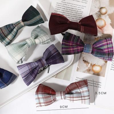 China Hot Selling Japanese Style Korean Fashion RARA Girls JK Cloth Plaid Bow Hairpin Hair Clips for sale