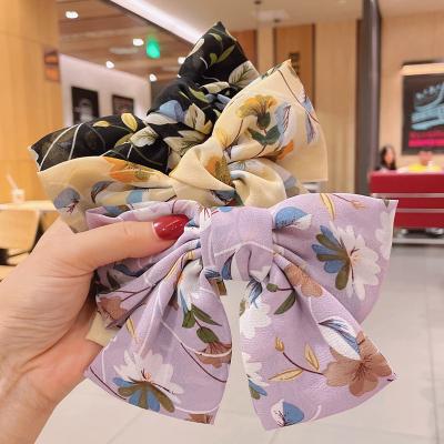 China RARA fabric fashion bow hairpin hair clips large hairpin women hair accessories new summer Korean Chiffon print for girls for sale