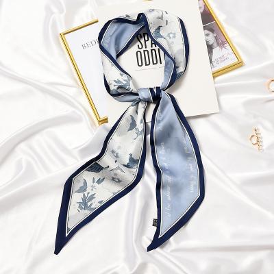 China RARA Women Long Shrink Decorative Hand Neck Tie Summer Women's Silk Satin Scarf Hair Tie Band Printing Skinny Hair Wrap for sale