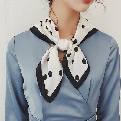 China Square RARA 70*70cm Korean fashion women spring summer polka dot square silk scarf for girls for sale