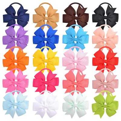 China RARA Baby Hair Ties Wholesale Children's Hair Accessories 2.4 Inch Elastic Band Hair Rope Babies Bow Ribbon Hair Ties for sale