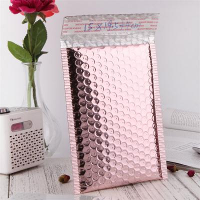 China Custom Strong Adhesive Pink Logo Poly Bubble Bag Glossy Shipping Bubble Padded Envelope Packaging Bubble Bag for sale