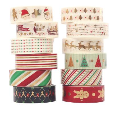 China Multiple Set Customized Colored Hot Stamping Washi Christmas Decoration DIY Heat Sensitive Adhesive Tape For Bullet Journal for sale