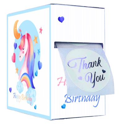 China Custom Heat Sensitive Thank You Paper Box Recycled Paper Sticker Art Box Thank You Round Paper Sticker Box for sale