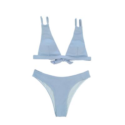 China Factory Supply Breathable Solid Sexy Women's Handmade Thong Ladies Bikini Set for sale