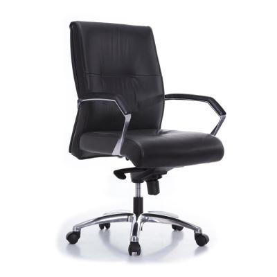 China PU (Height) Mid Back Mechanism Executive Office Leather Reclining Chair With Padded Arms for sale