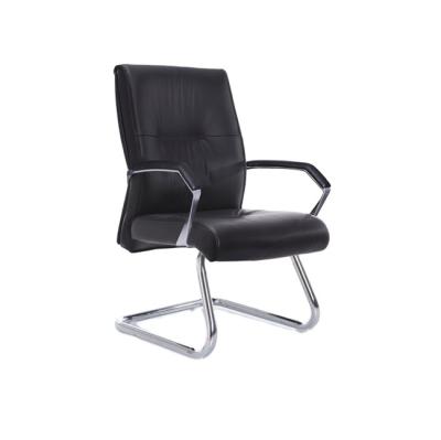 China Slipcovered Middle Back No Wheels Meeting Room PU Office Visitor Steel Low Synthetic Leather Guest Chair for sale