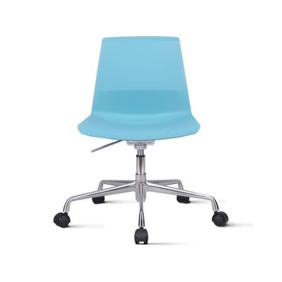 China PP New PP Material Plastic Swivel Chair 100% Swivel Office Meeting Armless Chair With Wheels for sale