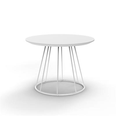 China Top Is MDF In Powder Coated White Steel Short Side End Base Small Stripe Round Lid Table Storage Coffee For Bedroom for sale