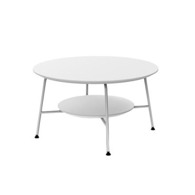 China Top is MDF in White Powder Coated Latest Design 2 Layers Small Side End Coffee Short Tea Table for Hotel Office for sale