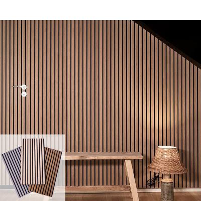 China Modern High quality soundproof wall panels MDF akupanel wood slatted wall acoustic felt panels for interior decoration Wall And Ceiling for sale