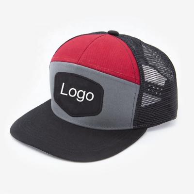 China Hot Sale COMMON Wholesale Flat Bill Custom Logo Embroidery Patch 7 Panel Hat And Cap for sale